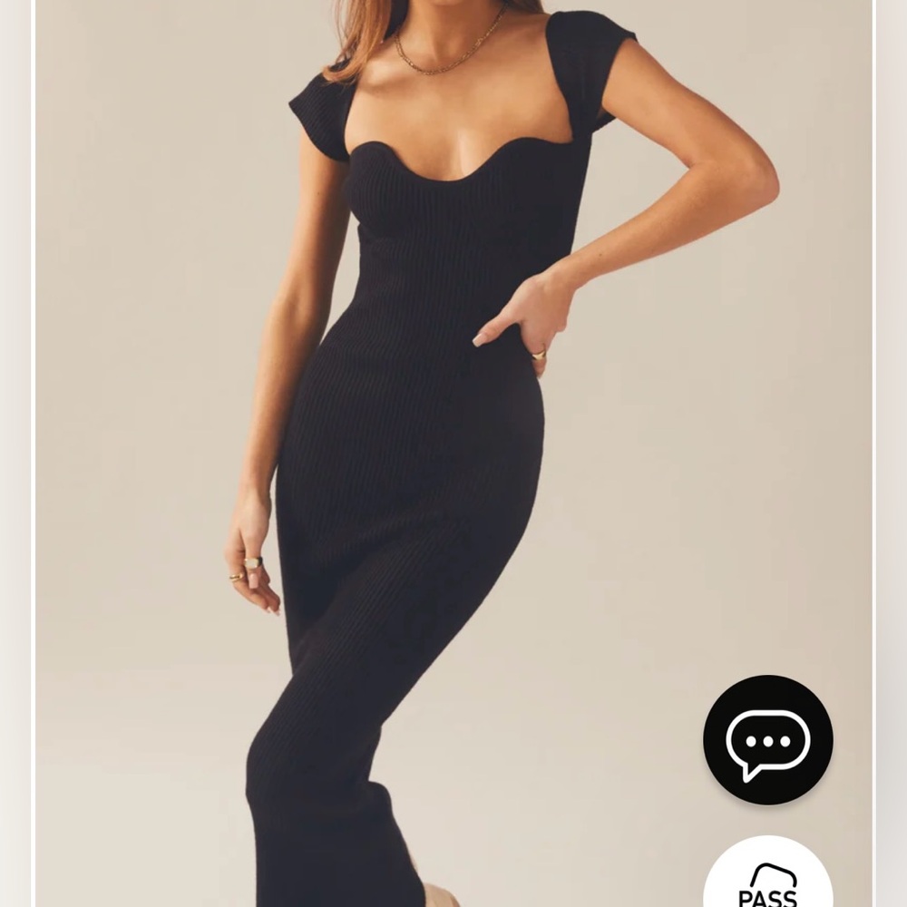 Peppermayo Ribbed Knit Maxi Dress - Sweetheart Neckline + Cap Sleeves